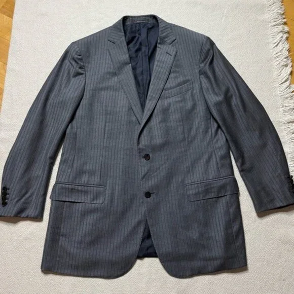 Ermenegildo Zegna Trofeo Men’s Wool Grey Pinstripe Sports Coat Blazer 48R 58 IT - Picture 2 of 11